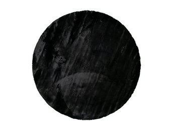 Fluffy zacht Vloerkleed Zwart - Rond