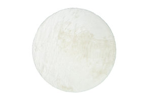 Fluffy zacht Vloerkleed Wit - Rond