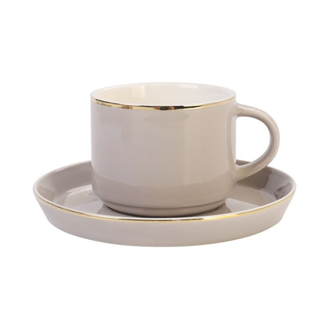 Bricard - Lunel - Koffieset - Taupe / Goud 12- delig