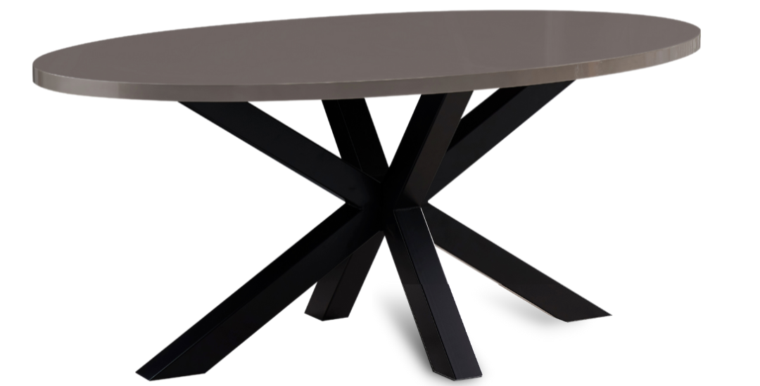 Eettafel Kioto - Ovaal - Grijs Metallic hoogglans
