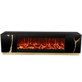 TV-Meubel Venus Spiegel Zwart / Goud incl. sfeerhaard