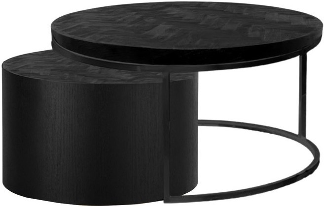 Salontafel Cilinder Black Bonito - Zwart - Set van 2 - Cilinder