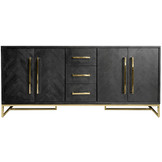 Dressoir Black Bonito - visgraat look - 200x40x85cm - Goud