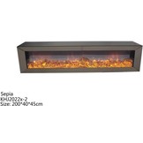 Tv-meubel Dubai Spiegelglas - Sepia glas - incl. elektrische sfeerhaard