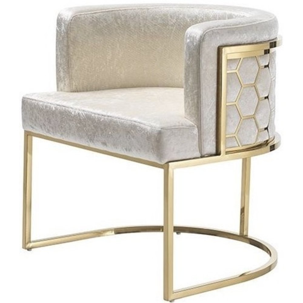 Staat Subtropisch melodie Piceno eetkamerstoel goud - beige stof | Design velvet stoelen -  Bazaaronline