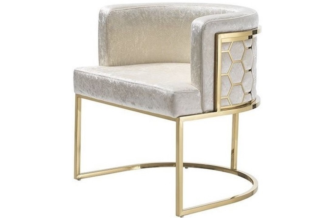 compleet Herformuleren nachtmerrie Piceno eetkamerstoel goud - beige stof | Design velvet stoelen -  Bazaaronline