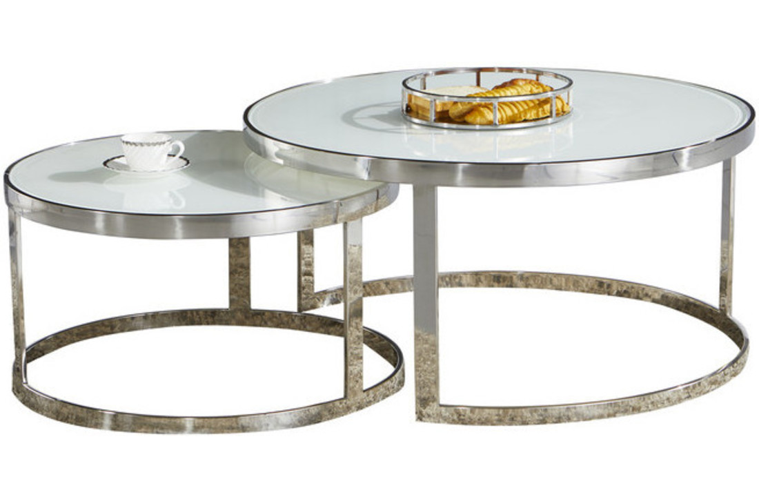 Ronde tafelset met metalen en glazen tafelblad kopen? -