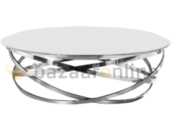 Salontafel Calvin Zilver Wit glas