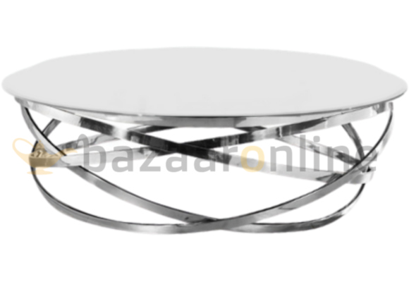 Salontafel Calvin Zilver Wit glas