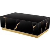Salontafel Venus Spiegel Glas  - 120 x 70cm - Zwart / Goud