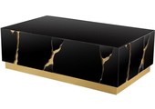 Salontafel Venus Spiegel Glas  - 120 x 70cm - Zwart / Goud