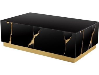 Salontafel Venus Spiegel Glas  - 120 x 70cm - Zwart / Goud
