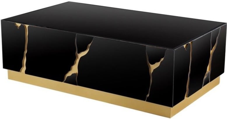 Salontafel Venus Spiegel Glas  - 120 x 70cm - Zwart / Goud