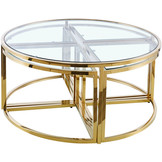 Salontafel Saba  Goudkleurig - set van 5 - rond