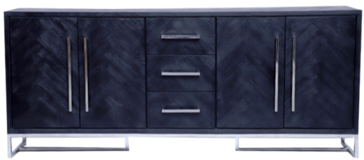Dressoir Black Bonito - visgraat look - 200x40x85cm