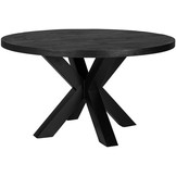 Eettafel Amsterdam Rond 130 Ø  cm - Mangohout - Zwart