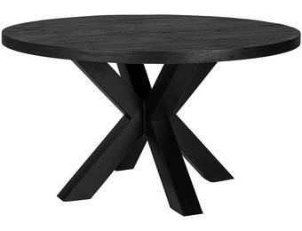 Eettafel Amsterdam Rond 130 Ø  cm - Mangohout - Zwart
