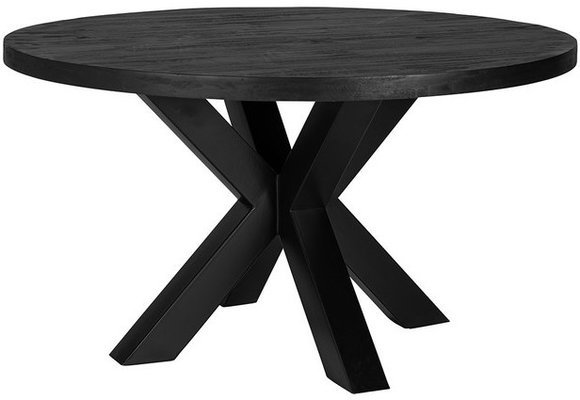 Eettafel Amsterdam Rond 130 Ø  cm - Mangohout - Zwart