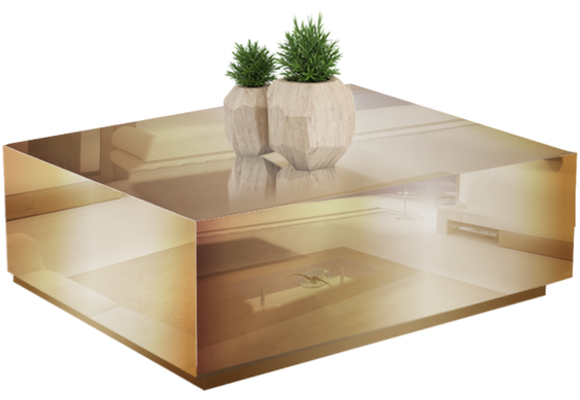 Bloktafel Oslo Spiegelglas - Brons