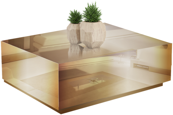 Bloktafel Oslo Spiegelglas - Brons