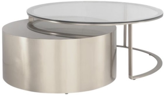 Salontafel - Colorado set van 2 - Zilver / glas