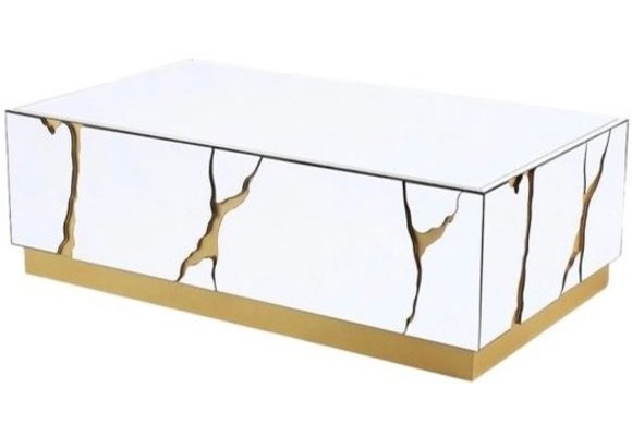 Salontafel Venus Spiegel Glas  - 120 x 70cm - Wit / Goud