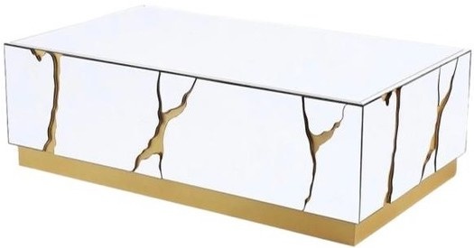 Salontafel Venus Spiegel Glas  - 120 x 70cm - Wit / Goud