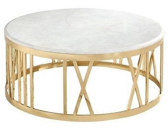 Salontafel Roma Goud - Wit Marmer