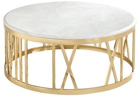 Salontafel Roma Goud - Wit Marmer