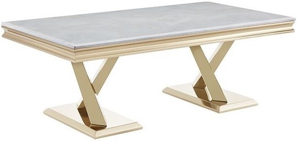 Salontafel Ferrara - Goud/Marmer- 130x70cm