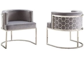 Piceno Fauteuil | Grijs Stof - Zilver