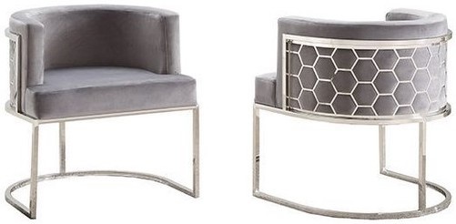 Piceno Fauteuil | Grijs Stof - Zilver