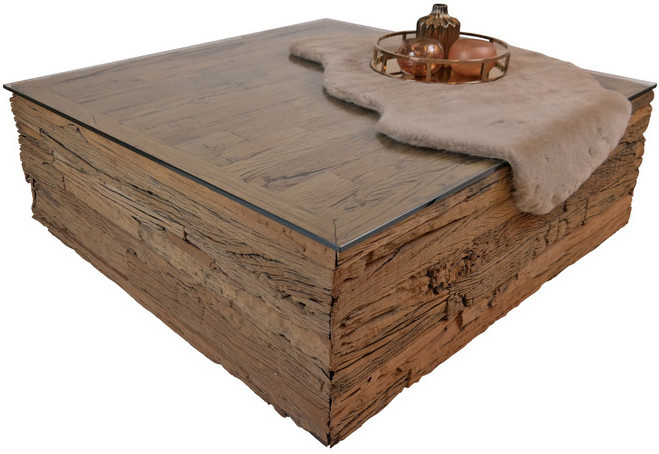 Blok Salontafel Sleeper Wood 100 x 100 cm