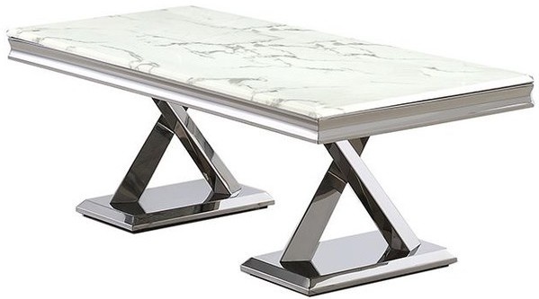 Eettafel Ferrara - Zilver/Marmer- 180cm