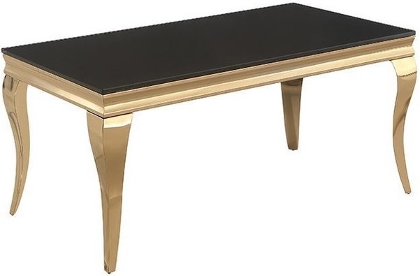 Eettafel Polo Goud - Zwart Glas 160 x 90 cm