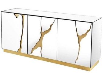 Dressoir Venus Spiegel Glas Wit / Goud