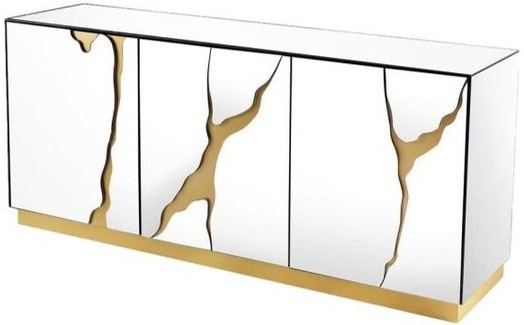 Dressoir Venus Spiegel Glas Wit / Goud