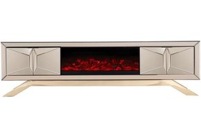 TV-meubel met elektrische sfeerhaard Dublin Sepia / Goud
