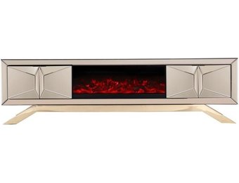 TV-meubel met elektrische sfeerhaard Dublin Sepia / Goud