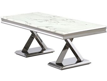 Salontafel Ferrara - Zilver/Marmer- 130x70cm