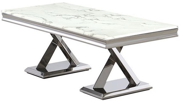 Salontafel Ferrara - Zilver/Marmer- 130x70cm