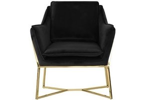 Foggia Fauteuil Goud Zwart stof