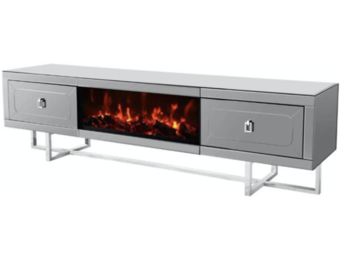 TV-meubel met elektrische sfeerhaard Cambridge Antraciet / Zilver