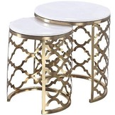 Bijzettafel Forli 2-delig - Wit marmer Goud