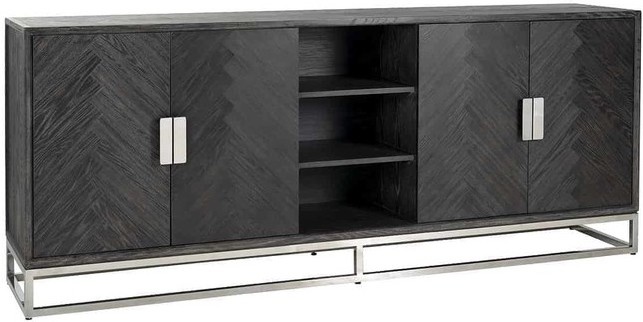 Dressoir Blackbonito - Visgraat - 220 x 40 cm - Zilver
