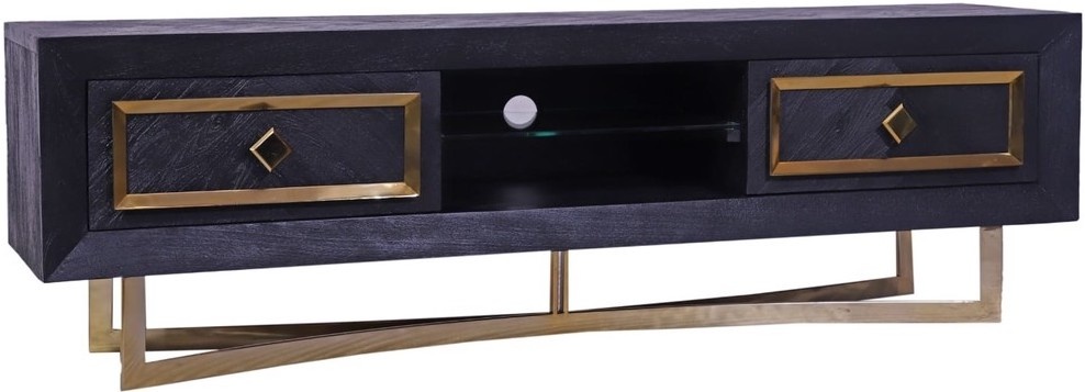 TV-Meubel Chess Goud - visgraat look - 180x40x55cm