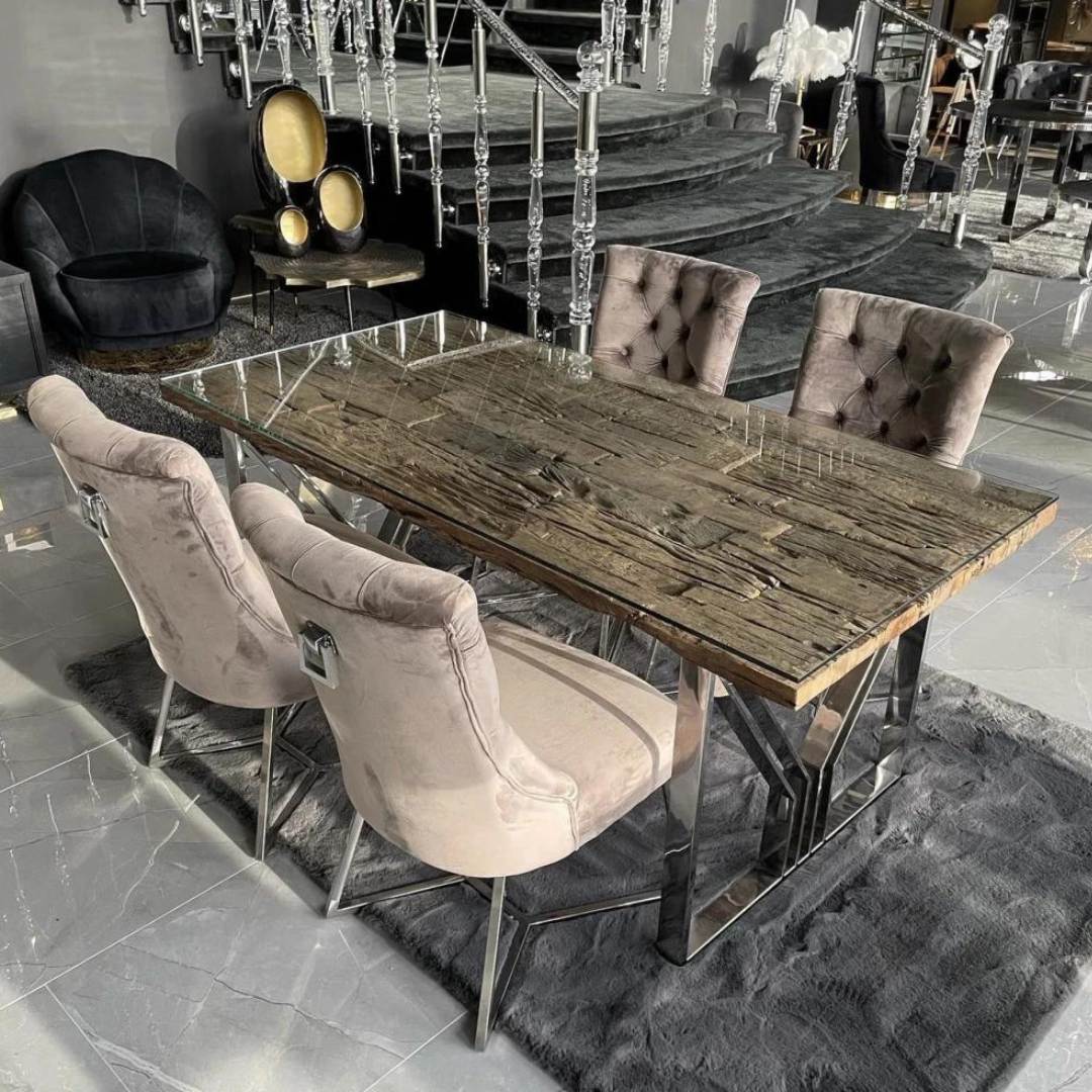 Eetkamerstoel Carmen  Taupe / Goud