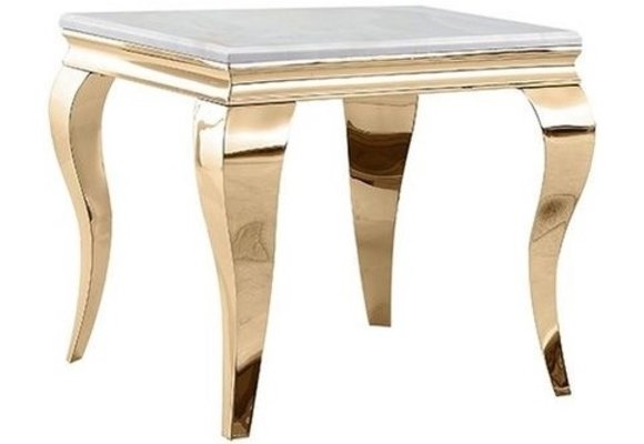 Bijzettafel Polo Goud - Wit Marmer