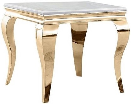 Bijzettafel Polo Goud - Wit Marmer 60 x 60cm