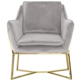 Foggia Fauteuil Goud Lichtgrijs stof